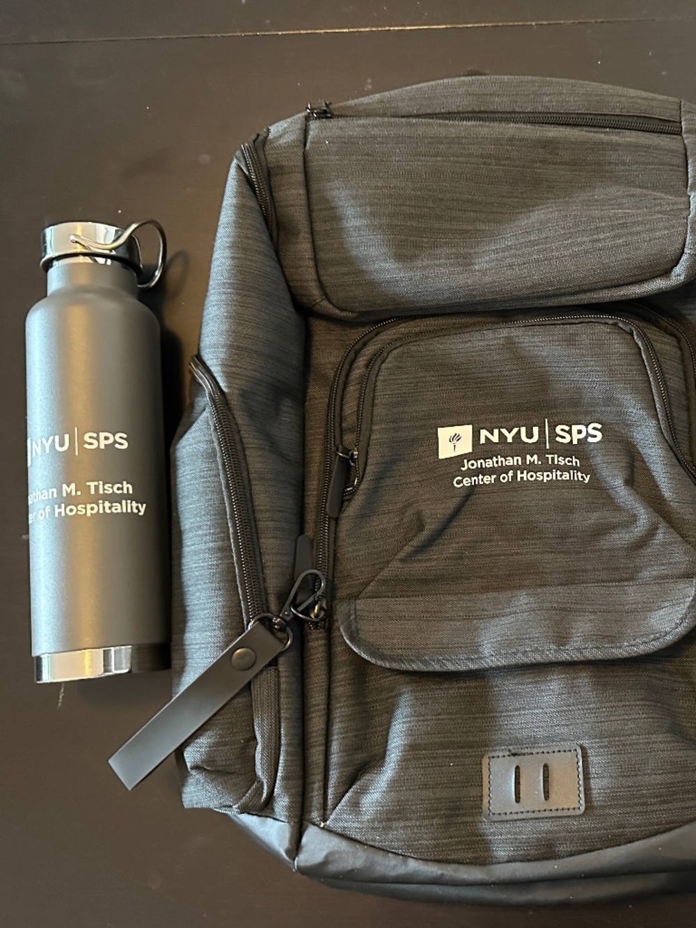 NYU SPS Tisch Hospitality Backpack, Cap & Water Bottle Set – Brand New